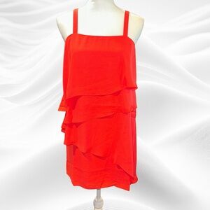 Krisa Revolve Tiered Tank‎ Mini Dress In Rosette Red small